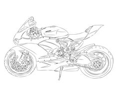 a black and white drawing of a motorcycle