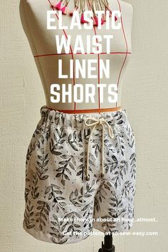 a mannequin wearing shorts with the words elastic waist linen short's on it