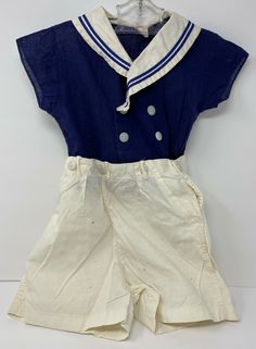 Vintage Tagged Peter Piper Girls Boys Two Piece Sailor Suit Top & Shorts Set | eBay Vintage Sailor Outfit, Sailor Shirt Outfit, Vintage Sailor Costume, Sailorcore Outfit, Vintage Sailor Aesthetic, Cute Sailor Outfit, Sailor Reference, Sailor Aesthetic Outfit, Nautical Aesthetic Fashion