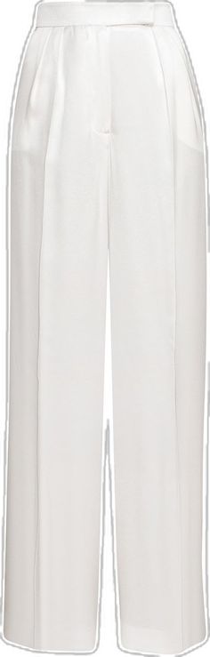 Elegant White Silk Bottoms, Luxury White Bottoms For Evening, Luxury White Evening Pants, Luxury White Bottoms For Evening Wear, Elegant White Formal Bottoms, Elegant White Silk Pants, Luxury White Pants For Workwear, Luxury White Workwear Pants, Cream Evening Trousers