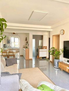 a living room filled with furniture and a flat screen tv