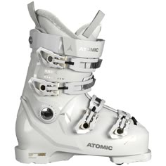 a pair of white ski boots on a white background