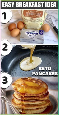 Indulge in the delightful taste of these keto pancakes, crafted with just three simple ingredients: almond flour, cream cheese, and eggs. This magical blend transforms into a guilt-free classic breakfast delight.  Top them with sugar-free syrup or pureed berries for an extra touch of sweetness. These pancakes are especially satisfying if you're craving something special after a morning of scrambled eggs.  Surprisingly easy to make, even on 
.#KetoKitchenCreations #SweetKetoTreats #SatisfyingKetoMeals #KetoLifestyleGoals #KetoSuccessStories Keto Pancakes Almond Flour, Pancakes Almond Flour, Best Low Carb Breakfast, Best Keto Pancakes, Low Carb Pancake Recipe, Almond Flour Pancakes, Low Carb Pancakes, Postre Keto, Classic Breakfast