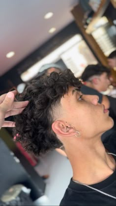 Curly Hair With Low Taper, Lowfade Taper Mullet, Mid Tapper Hair, Curly Hair Blowout Taper, Low Taper Blowout Curly Hair, Low Taper Fade Long Curly Hair, Perm Low Taper, Mullet Fade Curly Hair, Mid Taper Curly Hair Men