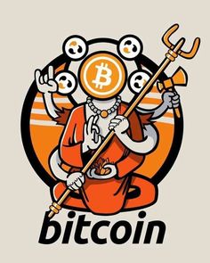 a bitcoin logo with a man holding a hammer and wrench in his hands