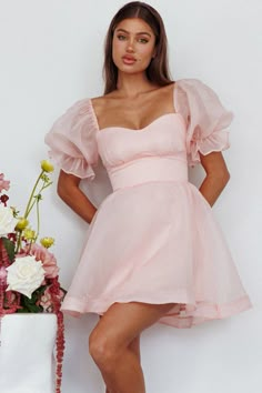 I've Got Sunshine Puff Sleeve Mini Dress Blush 8th Grade Dance Dresses Short, Crepe Fashion, College Supplies, Pink Dress Short, Tie Up Heels, Puff Sleeve Mini Dress, Skirt Zipper, School Dance, Sweetheart Dress