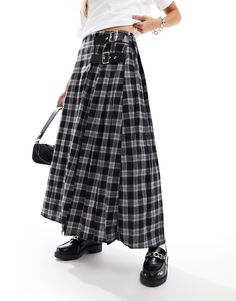 Skirts by Collusion Exclusive to ASOS Check design High rise Buckle fastenings Regular fit Kilt Skirt Outfit, Checked Skirt Outfit, Tartan Skirt Outfit, Check Print Skirt, Plaid Trend, Long Plaid Skirt, 90s Skirt, Kilt Skirt, Tartan Skirt