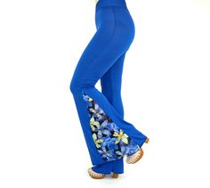 "Woman bell bottoms Royal blue chiffon detailed stretchy bell bottoms.So comfy and vintage look this 70s clothing bell bottoms are trendy and stylish.You wear this royal blue bell bottoms go to party,club,festival,activity etc.. You can choose your size avaliable plus size XXL too. SIZE CHART; Extra Small (US 0-2) (AU 6 ) (UK 6) Waist: 26\" In seam:31\" Out seam:46\" Leg opening:29\" Small (US 2-4) (AU 8) (UK 8) waist: 28\" In Seam: 32\" Out Seam: 46\" Leg Opening: 30\" Medium (US 6) (AU 10) (UK Plus Size 70s, Plus Size Bell Bottoms, Blue Bell Bottoms, 70s Clothing, Pants Gift, Buy Clothes Online, Festival Pants, Gym Clothes Women, Pants Plus Size