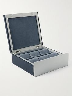 Carefully handcrafted in Canada, Charles Simon's 'Spence' watch box is an elegant way to store your collection. It's made from supple leather, lined in plush Alcantara and comes with six individual cushions to keep each timepiece safe and secure. This product was Locally Made from Considered Materials. Find out more about our Craftsmanship Code here. Leather Watch Case, Leather Jewellery, Mens Watches Leather, Latest Watches, Leather Jewelry Box, Blue Watches, Watch Box, Watch Case, Mr Porter