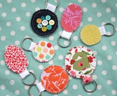 several different types of fabric covered key chains