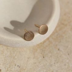 Circle Studs - hypoallergenic gold stud earrings - Dainty 14k gold filled circle stud earrings. Minimal jewelry made by Token Jewelry in Eau Claire, WI Circle Studs, Full Circle, Gold Filled, Rose Gold, Sterling Silver, Silver, Gold