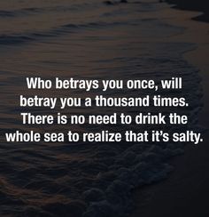 a quote on the ocean saying who stays you once, will betray you a thousand times there is no need to drink the whole sea to reliet