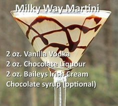 a martini glass filled with vanilla vodka and chocolate