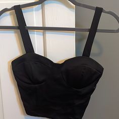 Nwt!! Black Stretchy Padded Bustier Corset Style Top. Super Comfortable And Flattering Black Crop Top With Built-in Bra For Evening, Black Crop Top Corset With Built-in Bra, Black Crop Top With Built-in Bra For Night Out, Night Out Cami Corset With Built-in Bra, Fitted Crop Top With Tank Straps For Club, Black Cami Crop Top For Club, Cami Corset With Built-in Bra For Night Out, Black Fitted Tank Top For Night Out, Fitted Black Tank Top For Night Out