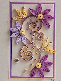 a card made with quilling and paper flowers