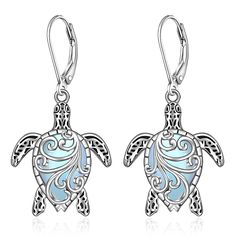 PRICES MAY VARY. 【SEA TURTLE EARRINGS FOR WOMEN GIRLS】Turtle is a symbol of peace,health and longevity.The sea turtle earrings as a gift with meanings of longevity, good luck and health for your wife, grandma, mother. 【GIFT FOR SEA TURTLE LOVERS】The turtle prefer to float on the sea, it represents freedom, happiness, calmness and wisdom. Ideal gift for sea turtles lovers, marine lovers, animal protectors, underwater explorers etc. 【POSITIVE MOONSTONE EARRINGS】The moonstone is believed to wash ou Turtle Wisdom, Filigrana Jewelry, Butterfly Tree, Tree Of Life Earrings, Turtle Bracelet, Turtle Earrings, Moonstone Earrings, Cat Jewelry, Sea Turtles