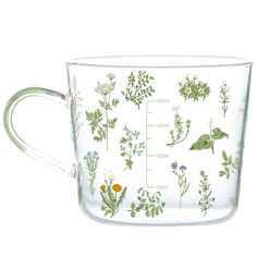 PRICES MAY VARY. Our aesthetic cottagecore glass mug size: A - 3.35''(Dia) x 3.82''(H)/8.5cm(Dia) x 9.7cm(H), capacity 15.2oz. B - 2.76''(Dia) x 4.02''(Top Dia) x 3.39''(H)/7cm(Bottom Dia) x 10.2cm(Top Dia) x 8.6cm(H), capacity 17oz. Style: Features kinds of green plants and elegant flowers.Cottagecore aesthetic appearance make life full of fresh feelings.Perfect for gift ieas. Note that A is without scale, B is with scale. Both with a handle: 1.2''(W)/3cm(W), easy to drink and clean. Material: Coaster Projects, Breakfast Juice, Mug With Handle, Cute Flowers, Glass Coffee Mugs, Gift Tea, Milk Cup, Glass Mug, Aesthetic Stuff