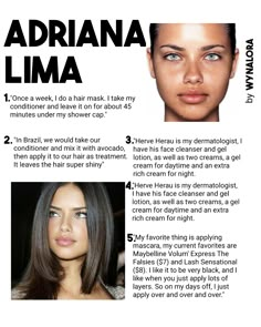 ⭑Please don’t repost without credit! If you love it enough to share, just tag me.⭑ Adriana Lima Tips, Adriana Lima Beauty Tips, Adriana Lima Beauty, Adriana Lima Without Makeup, Adriana Lima Hair, Grow Eyelashes, Vs Makeup, Makeup Vs No Makeup