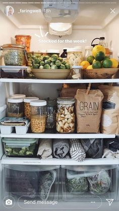 an open refrigerator filled with lots of food