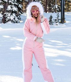 Snow Suit Womens, Snowsuit Women, Mind Trick, Tipsy Elves, Pink Snow, Snowboarding Outfit, Pink One Piece, Ski Suit, Pink Faux Fur