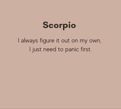 the words scorpio are written in black on a beige background with an image of a