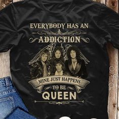 Queen everybody has an addiction mine just happens to be queen  T shirt hoodie sweater VA95 available in T-shirt, hoodie, tank top, longsleeve, multi color and size S M L XL XXL 3XL 4XL 5XL. Shipping from the US. Easy 30 day return policy - Shop now! 6.1-ounce, 100% cotton .Double-needle neck, sleeves and hem; Roomy Unisex Fit. Ash is 99% cotton, 1% poly; Sport Grey is 90% cotton, 10% poly; Dark Heather is 50% cotton, 50% polyester .Decoration type: Digital Print. Made by Gildan Queen T Shirt, Be Queen, Queen Shirt, Queen Tshirt, Queen Shirts, Hoodie Sweater, Black Tshirt, Black And Navy, Sweater Hoodie