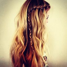 half waterfall braid Messy Buns, Boho Hairstyles, Hairstyles For School