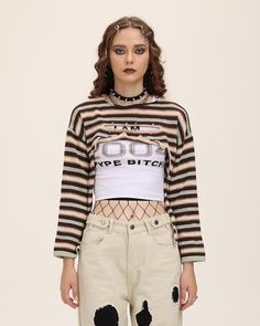 Model (WearingXS):•Â?/span>Height: 174cm | Bust: 80cm | Waist: 60cm | Hips: 89cm | Shoes: 38cmDetails: Long-sleeve crop top with front cut-out details and stripes patternTop Length: CroppedSleeve Length: Long SleevesMaterials:95% Polyester + 5% Spandex Fall Y2k Stretch Sweater, Stretch Y2k Style Sweater For Spring, Stretch Cotton Cropped Sweater For Fall, Winter Stretch Cotton Knit Top, Y2k Style Stretch Sweater For Spring, Y2k Style Stretch Spring Sweater, Spring Y2k Style Stretch Sweater, Y2k Knitted Tops For Fall, Y2k Style Cotton Sweater For Spring