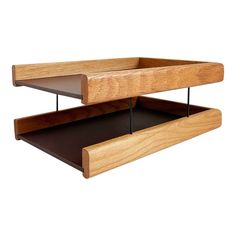 two wooden shelves with black metal legs