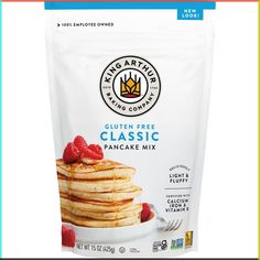 Better breakfasts ahead! Finally, a gluten-free pancake mix that's simple to prepare and tastes delicious. Keep your pantry stocked with our gluten-free mix—a weekend breakfast essential—and enjoy tender, fluffy pancakes (or waffles) at a moment's notice. We love them plain, or dressed up with fresh fruit or chocolate chips. Our mixes are carefully crafted in our test kitchen through meticulous taste-testing (it’s a tough job, but we’re up to the challenge!) and blending to replicate our favorit Gluten Free Pancake Mix, Fluffy Buttermilk Pancakes, Buttermilk Pancake, Buttermilk Pancake Mix, Breakfast Essentials, Better Breakfast, King Arthur Baking, Keto Pancakes