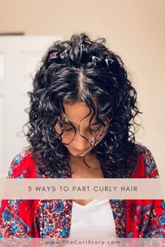 5 Ways to Part Curly Hair | Curly Styling Secrets • The Curl Story Naturally Curly Hair Cuts With Layers, Curly Hair Cuts With Layers And Bangs, Curly Hair Middle Part, Easy Wedding Hairstyles, Layered Curly Haircuts, Hair Middle Part, Curly Styling, Fine Curly Hair