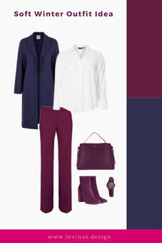 Cool Winter Color Palette Outfit Ideas, Soft Winter Color Palette Outfits, Winter Combinations Outfit Ideas, Outfit Color Schemes, True Winter Outfits, Deep Winter Palette Outfits, True Winter Color Palette, Winter Skin Tone, Makeup Recommendations