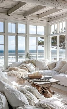 Trendsetting beach living room with stylish contemporary design Beach Living Room, Coastal Interior, Coastal Interiors Design, Dream Life House, Cottage Life, Coastal Living Room