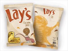 two bags of lay's chips sitting next to each other