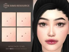 an animated image of a woman's face with four different skin patches on it