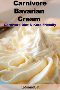 a close up of a bowl of food with text overlay that reads cannivore bavarian cream