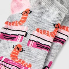 Add some fun and color to your outfit with the Women's Bookworm Low Cut Socks from Xhilaration™ in Gray/Pink 4-10. Made from a lightweight fabric with touches of polyester and spandex for stretchy comfort, these socks ensure your feet to stay nice and snug all day. Featuring a bookworm in glasses, these Xhilaration™ Women's Bookworm Low Cut Socks is perfect for everyday use. Low Cut Socks, Shipt Shopper, Low Cut, Lightweight Fabric, Book Worms, Your Outfit, Wardrobe Essentials, Fitness Fashion, Fabric Weights