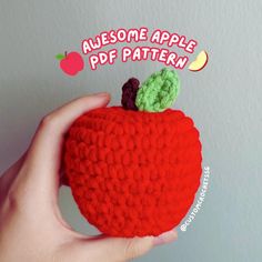 someone is holding an apple crochet pattern with the words awesome apple on it