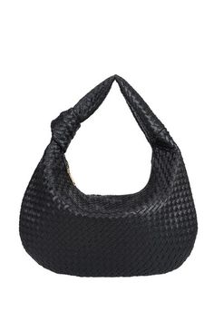 The bag of your dreams is here! Crafted from vegan leather, Brigitte harmonizes an urban design with its slouchy shape, intricate weave, and playful chunky knot. This blend comes together to create a city-style essential. With Brigitte's understated and refined glamour, she's your perfect companion for your everyday adventures. Best Seller Vegan leather with polyester lining One inner zip pocket One inner slip pocket Zipper styling Imported Dimensions 10"H, 16"W 4" handle drop Melie Bianco Melie Party Bottoms, Resort Chic, Large Hobo Bag, Melie Bianco, Basket Woven, Outfits Petite, Vegan Bags, Leather Weaving, Large Shoulder Bags