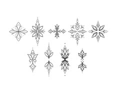 a line drawing of different shapes and sizes of flowers on a white background, each with an individual's own design