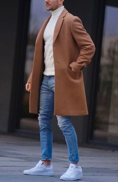 Men’s Brown Coat Outfit, Brown Trench Coat Outfit Men, Men Coat Outfit Casual, Brown Coat Outfit Men, Outfit Formal Hombre, Trench Coat Outfit Men, Mens Trench Coat Outfit, Black Men Winter Fashion, Mens Brown Coat