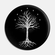 a white tree on black background with stars