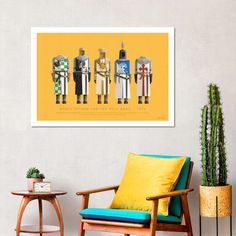 the star wars characters are depicted in this minimalist art print