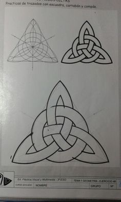 four different types of celtic designs are shown in this drawing class book, which shows how to draw an intricate knot