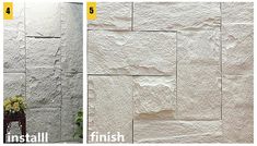 two pictures side by side showing different types of wall tiles and how to install them