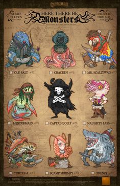 there are many different types of monsters on this page, and they all have their own names