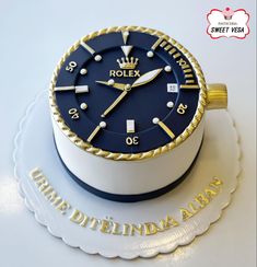 Rolex watch cake 40th Birthday Cake For Men My Husband Dads, Watch Cake Ideas, Watch Birthday Cake For Men, Fondant Cake For Husband Birthday, Rolex Watch Cakes For Men, Men Theme Cake, Birthday Cake Theme For Men, Cake Design For 40th Birthday, Watch Theme Cake