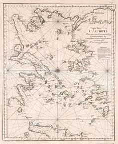 an old map of the world with many different lines and points in each direction on it