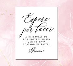 a pink and gold background with the words spanish on it, which are in cursive