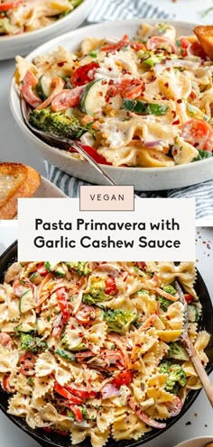 pasta primavera with garlic cashew sauce